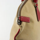 PRADA Tote Bag Canvas Beige Silver Auth bs35583-16