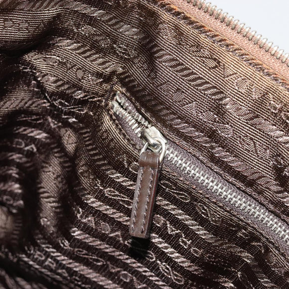 PRADA Tote Bag Canvas Beige Silver Auth bs35583
