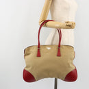 PRADA Tote Bag Canvas Beige Silver Auth bs35583-24