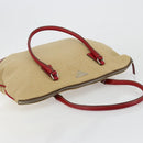 PRADA Tote Bag Canvas Beige Silver Auth bs35583-6