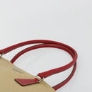 PRADA Tote Bag Canvas Beige Silver Auth bs35583-8
