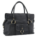 CELINE Hand Bag Leather Black Gold Auth bs35584A-1