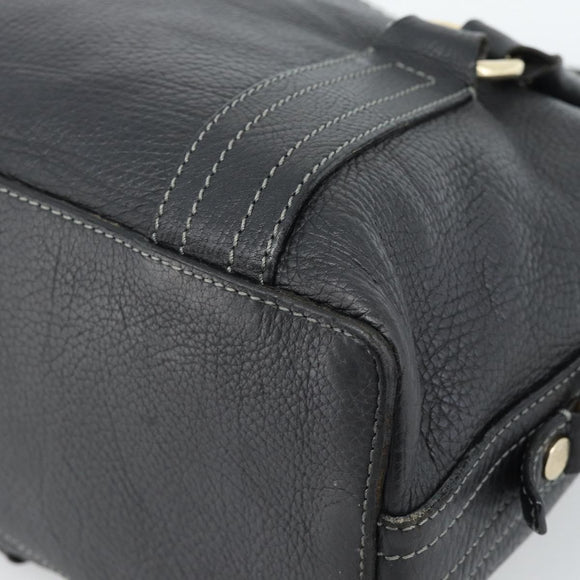 CELINE Hand Bag Leather Black Gold Auth bs35584A