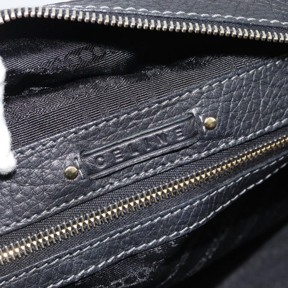 CELINE Hand Bag Leather Black Gold Auth bs35584A