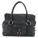 CELINE Hand Bag Leather Black Gold Auth bs35584A-13