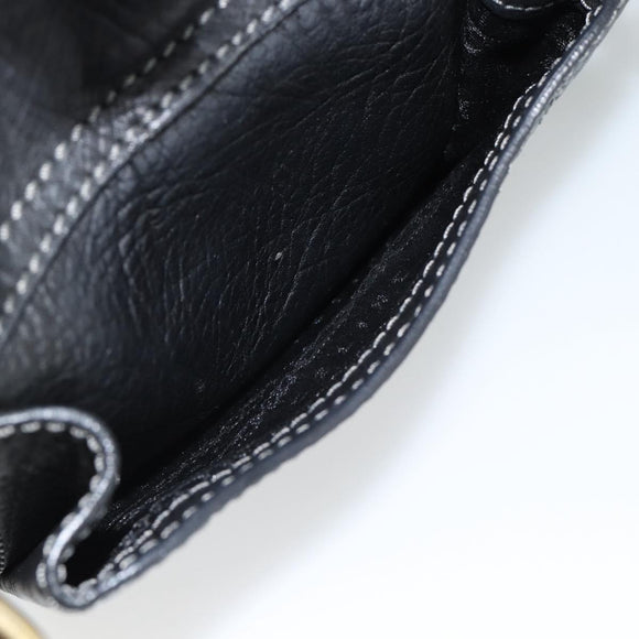 CELINE Hand Bag Leather Black Gold Auth bs35584A