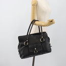 CELINE Hand Bag Leather Black Gold Auth bs35584A-24