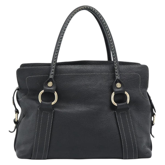 CELINE Hand Bag Leather Black Gold Auth bs35584A