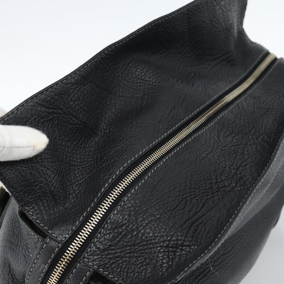 CELINE Hand Bag Leather Black Gold Auth bs35584A
