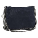 Stella MacCartney Chain Falabella Shoulder Bag Suede Navy Silver Auth bs35585A-1