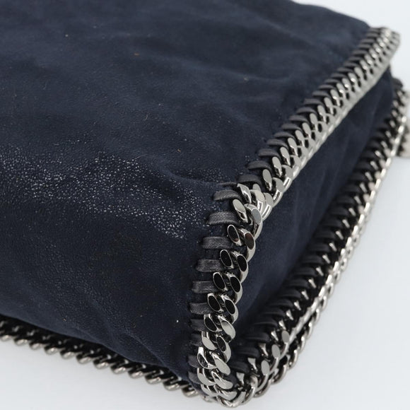 Stella MacCartney Chain Falabella Shoulder Bag Suede Navy Silver Auth bs35585A