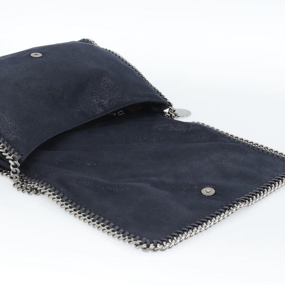 Stella MacCartney Chain Falabella Shoulder Bag Suede Navy Silver Auth bs35585A