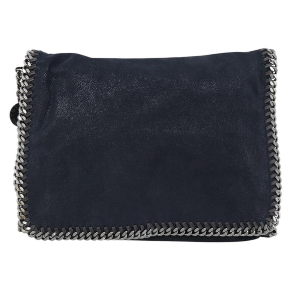 Stella MacCartney Chain Falabella Shoulder Bag Suede Navy Silver Auth bs35585A