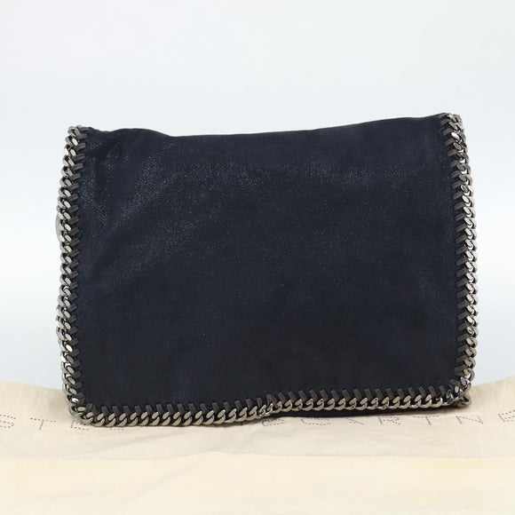 Stella MacCartney Chain Falabella Shoulder Bag Suede Navy Silver Auth bs35585A