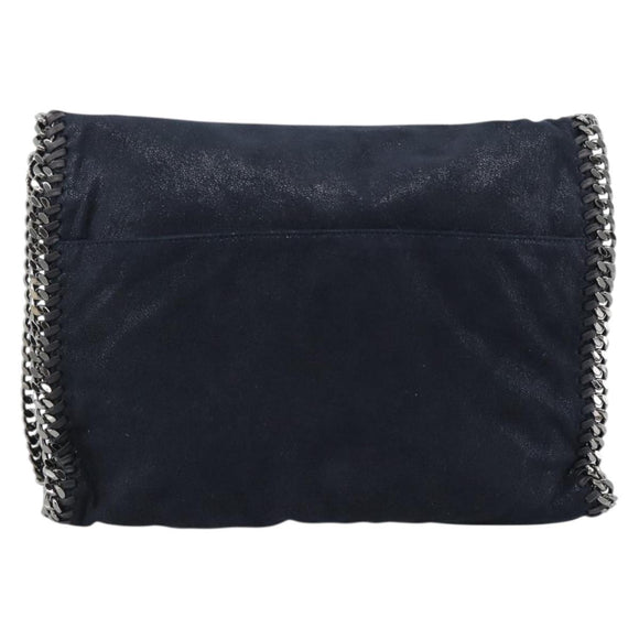 Stella MacCartney Chain Falabella Shoulder Bag Suede Navy Silver Auth bs35585A