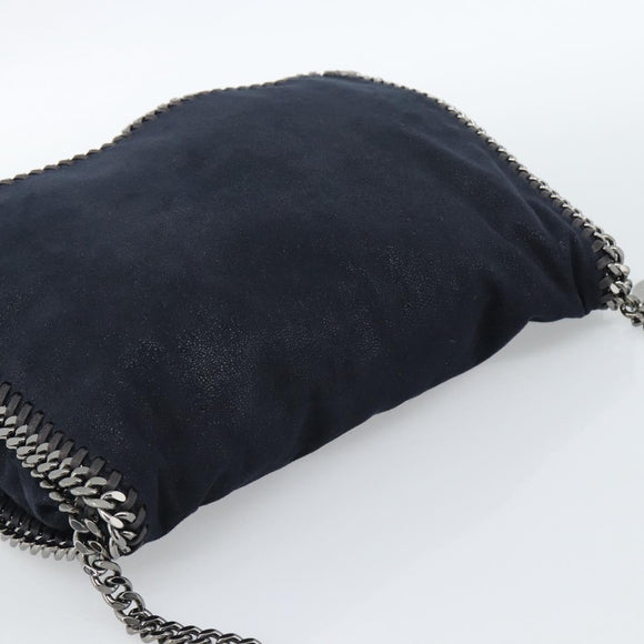 Stella MacCartney Chain Falabella Shoulder Bag Suede Navy Silver Auth bs35585A