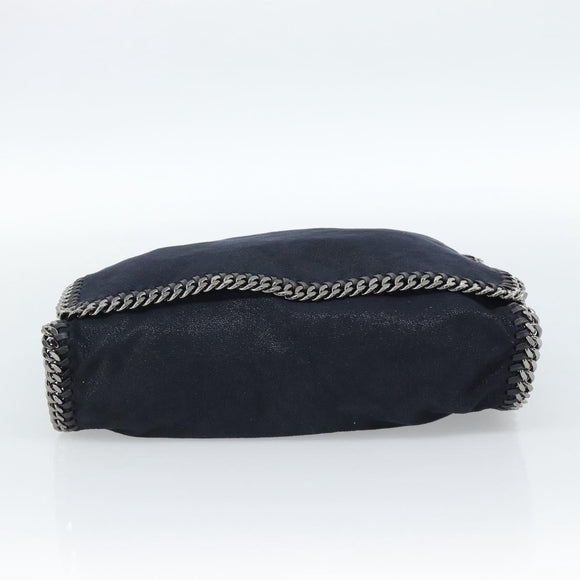 Stella MacCartney Chain Falabella Shoulder Bag Suede Navy Silver Auth bs35585A