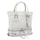 Chloe Paddington Tote Bag Leather White Gold Silver Auth bs35586A-1