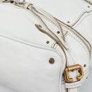 Chloe Paddington Tote Bag Leather White Gold Silver Auth bs35586A-9