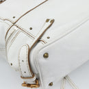 Chloe Paddington Tote Bag Leather White Gold Silver Auth bs35586A-16