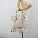 Chloe Paddington Tote Bag Leather White Gold Silver Auth bs35586A-28