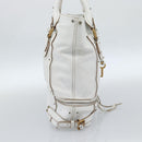Chloe Paddington Tote Bag Leather White Gold Silver Auth bs35586A-3