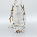 Chloe Paddington Tote Bag Leather White Gold Silver Auth bs35586A-4