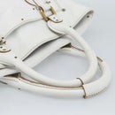 Chloe Paddington Tote Bag Leather White Gold Silver Auth bs35586A-7