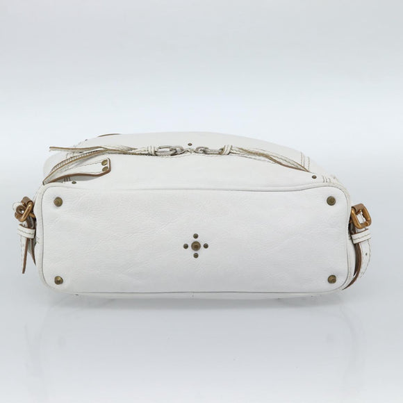 Chloe Paddington Tote Bag Leather White Gold Silver Auth bs35586A