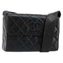 CHANEL Matelasse Shoulder Bag Lamb Skin Black Gold CC Auth bs35587-1