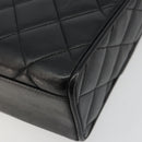 CHANEL Matelasse Shoulder Bag Lamb Skin Black Gold CC Auth bs35587-12