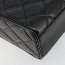 CHANEL Matelasse Shoulder Bag Lamb Skin Black Gold CC Auth bs35587-13
