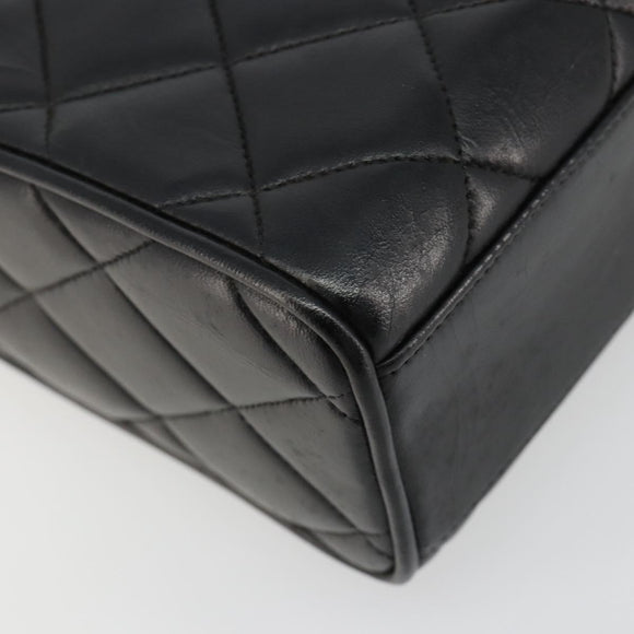 CHANEL Matelasse Shoulder Bag Lamb Skin Black Gold CC Auth bs35587
