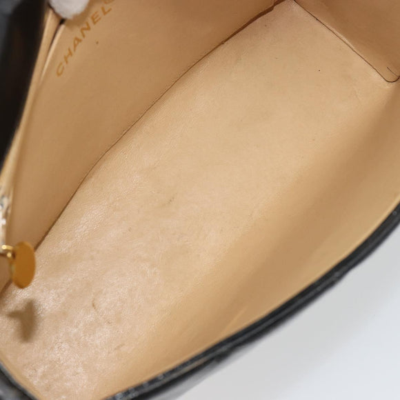 CHANEL Matelasse Shoulder Bag Lamb Skin Black Gold CC Auth bs35587