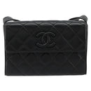CHANEL Matelasse Shoulder Bag Lamb Skin Black Gold CC Auth bs35587-2