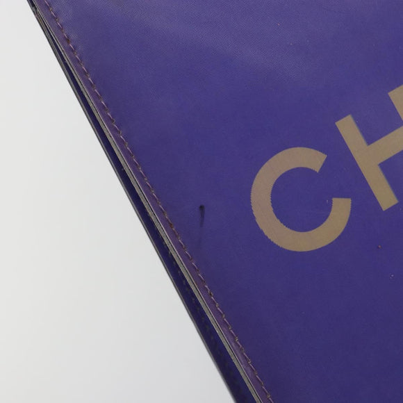 CHANEL Hologram Line Chain Shoulder Bag Nylon Purple Silver CC Auth bs35589A
