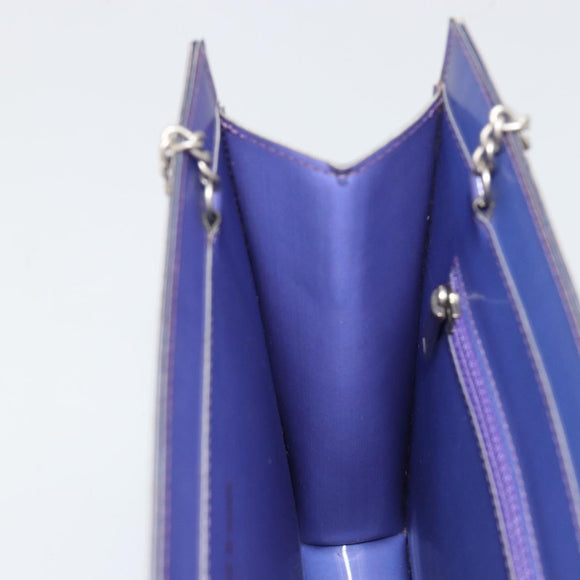 CHANEL Hologram Line Chain Shoulder Bag Nylon Purple Silver CC Auth bs35589A