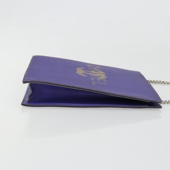 CHANEL Hologram Line Chain Shoulder Bag Nylon Purple Silver CC Auth bs35589A