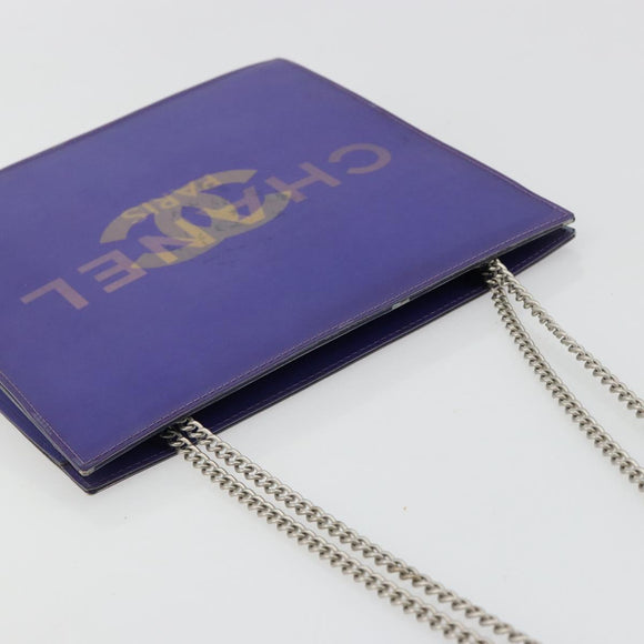 CHANEL Hologram Line Chain Shoulder Bag Nylon Purple Silver CC Auth bs35589A