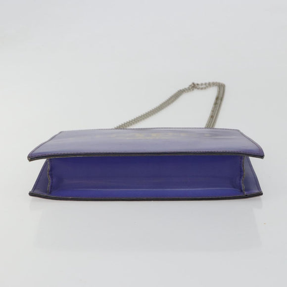 CHANEL Hologram Line Chain Shoulder Bag Nylon Purple Silver CC Auth bs35589A