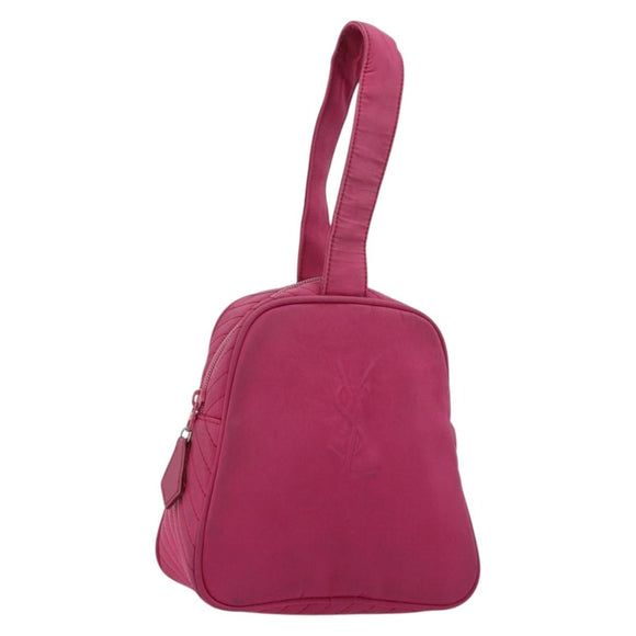 SAINT LAURENT Hand Bag Canvas Pink Gold Auth bs35590