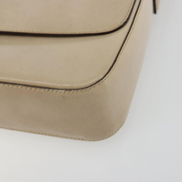 PRADA Shoulder Bag Patent leather Beige Silver Auth bs35591