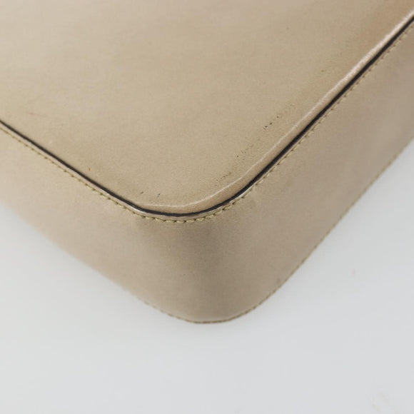 PRADA Shoulder Bag Patent leather Beige Silver Auth bs35591