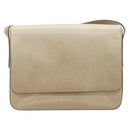 PRADA Shoulder Bag Patent leather Beige Silver Auth bs35591-13