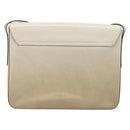 PRADA Shoulder Bag Patent leather Beige Silver Auth bs35591-2