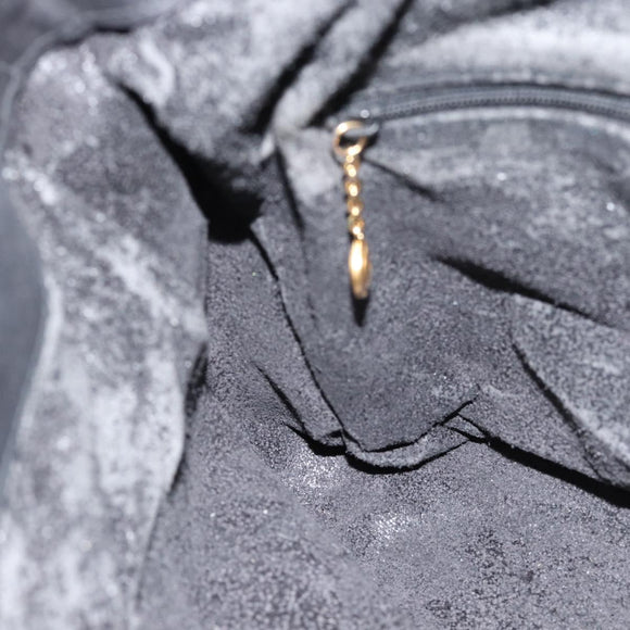 GUCCI Bamboo Shoulder Bag Suede 2way Black Gold 001 1014 1638 0 Auth bs35599