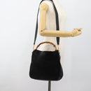 GUCCI Bamboo Shoulder Bag Suede 2way Black Gold 001 1014 1638 0 Auth bs35599-23