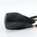 GUCCI Bamboo Shoulder Bag Suede 2way Black Gold 001 1014 1638 0 Auth bs35599-4