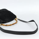 GUCCI Bamboo Shoulder Bag Suede 2way Black Gold 001 1014 1638 0 Auth bs35599-9