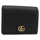 GUCCI GG Marmont Bifold Wallet Leather Black Gold 456126 Auth bs35602-1